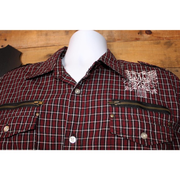 SALE-Point Zero men's cotton long sleeve button up plaid shirt size large - Picture 3 of 13